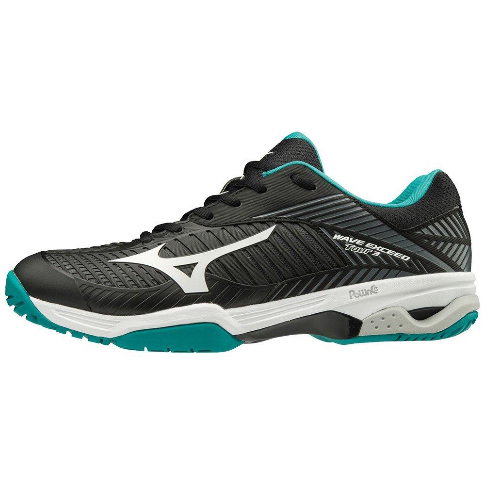 Mizuno Men's Tennis Shoes WAVE EXCEED TOUR 3AC Black/White/Blue - SMJFUZT-98